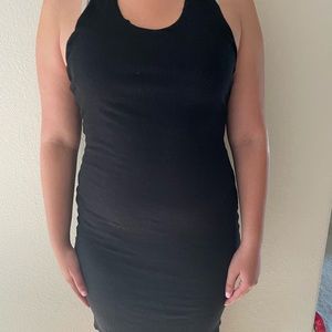Black racer back bodycon above the knee
